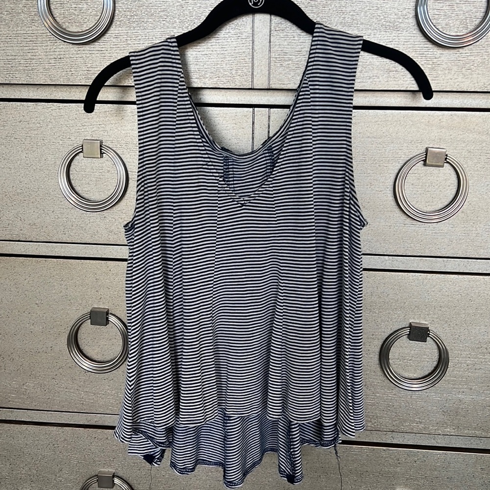Navy blue and white striped thick tank top